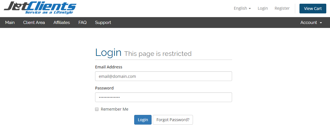 Login / Reset Password to My Account (Cpanel)