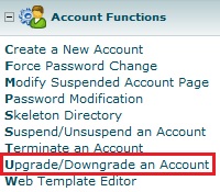 Customer Account - Upgrade / Downgrade