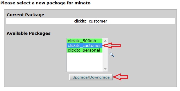 Customer Account - Upgrade / Downgrade