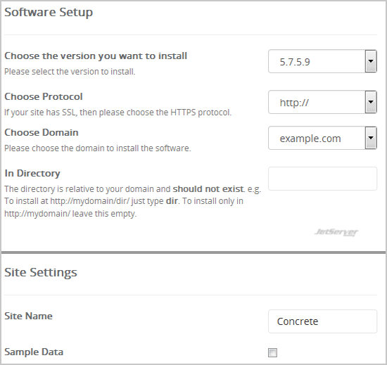 Install Concrete5 via Softaculous in cPanel