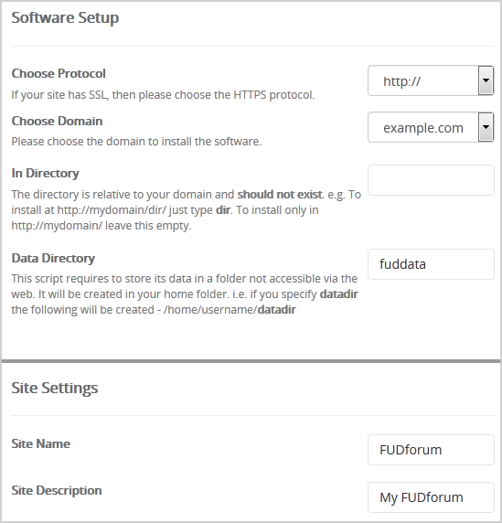 Install FUDforum Forum via Softaculous in cPanel