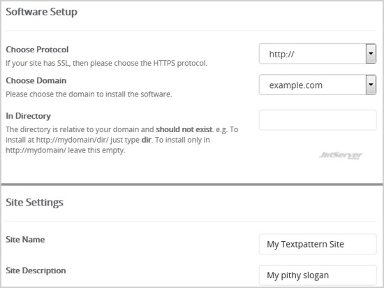 Install Textpattern via Softaculous in cPanel