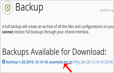 Generate and download a full backup of your cPanel Account