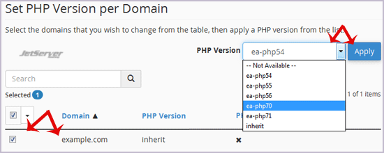 Set the PHP Version per Folder