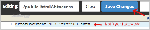 Edit .htaccess File via cPanel Filemanager