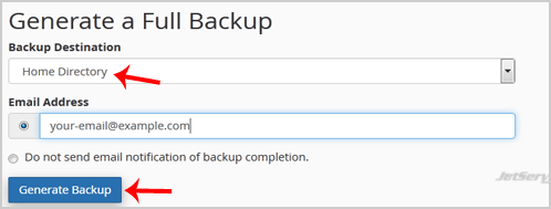Generate and download a full backup of your cPanel Account