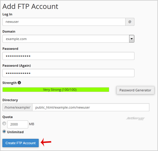 Create an FTP Account in cPanel