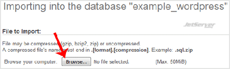 Import database via phpMyAdmin in cPanel
