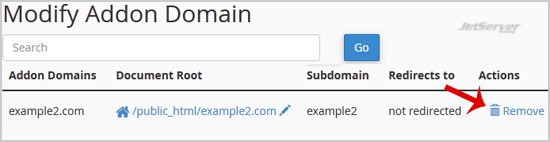 Remove an Add-on Domain in cPanel