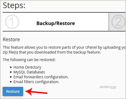 Restore cPanel Backup
