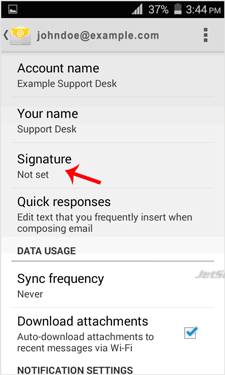 Android custom email signature
