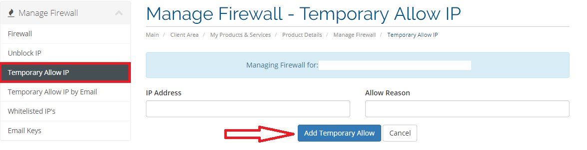 Manage Firewall - Allow Special Access